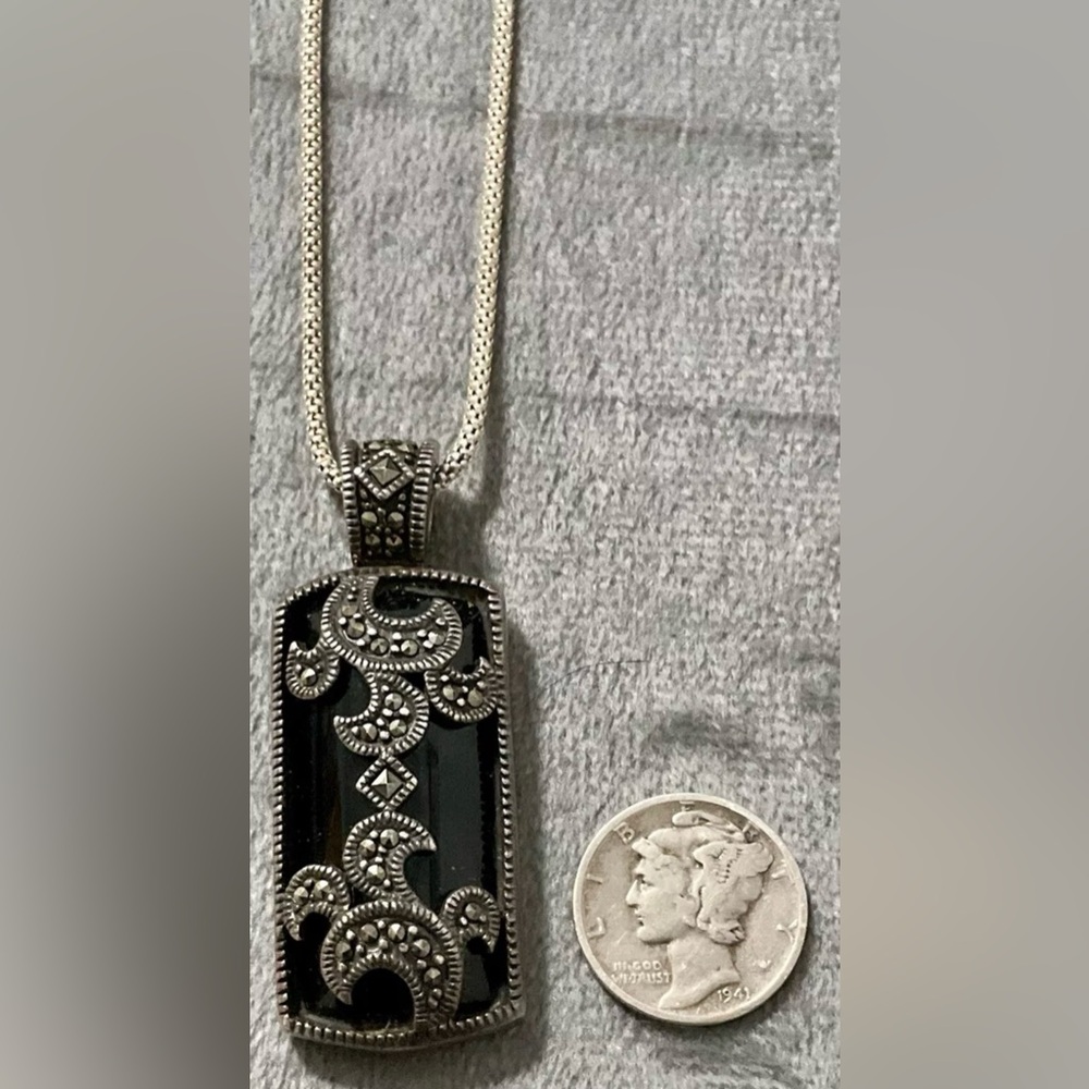 925 Italy Chain Choker NecklaceSterling Silver Moon Art 925 Pendant Antique